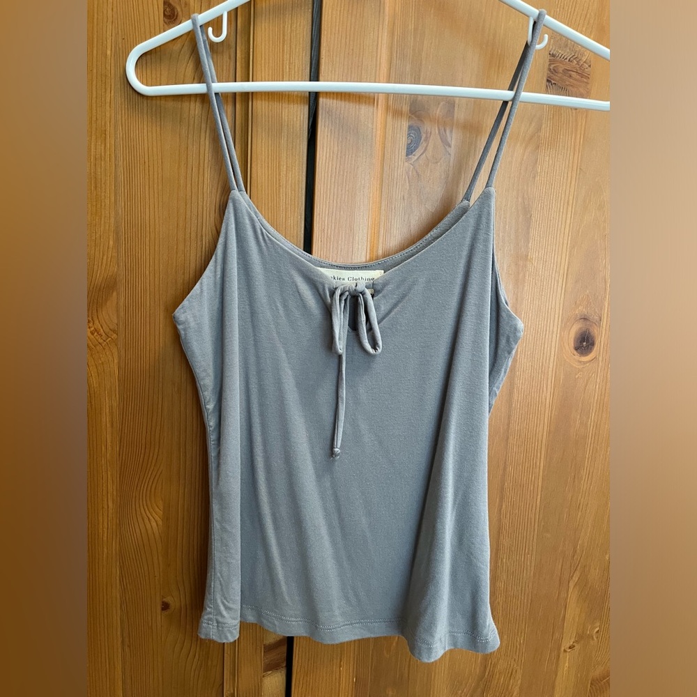 Grey tank cami tie front top by the brand Cookies Size Small